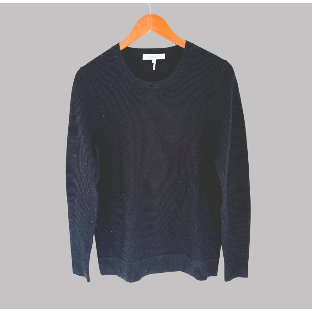 Sandro Womens Black Merino Wool Crew Neck Sweater Size S